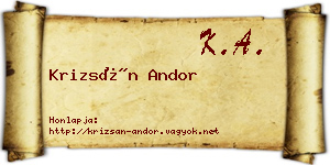 Krizsán Andor névjegykártya