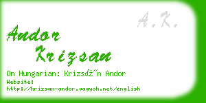 andor krizsan business card